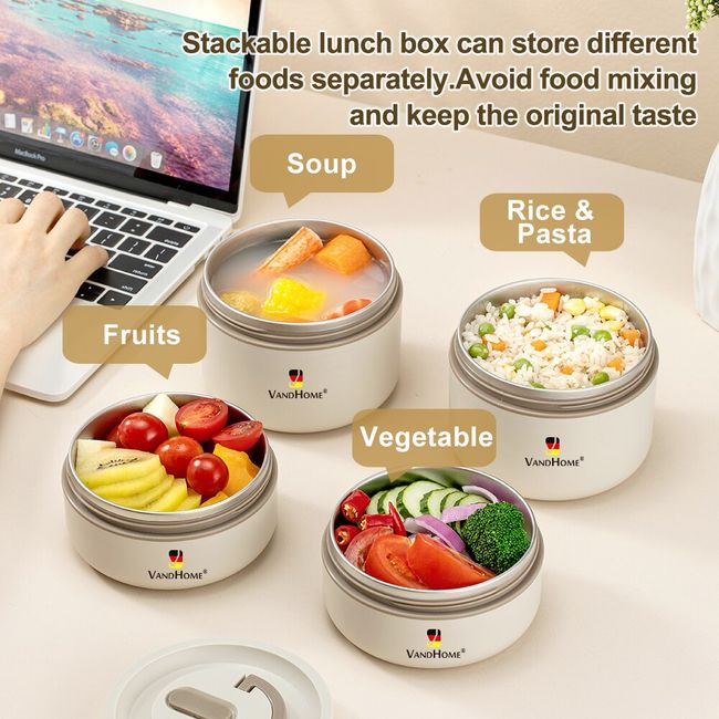 Stackable Stainless Steel Thermal Food Container Bento Lunch Box