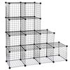 Black 12 Cubes Storage Rack Kitchen Shelving Metal Wire Shelf Storage Organizer