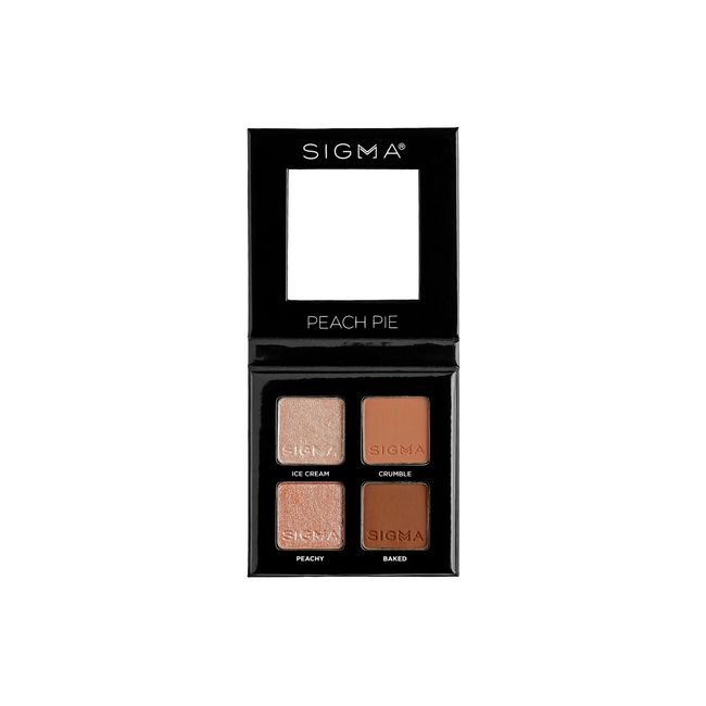 Sigma Beauty Quad Eyeshadow Palette – Makeup Eyeshadow Quad with a Buttery Soft Formula and Buildable, Blendable Shades for a Flawless Eye Look, Designed for All Day Wear (Peach Pie)