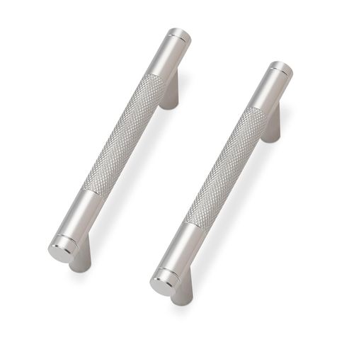 KOMOTIA 10 Pack Brushed Satin Nickel Cabinet Pulls knurled 3-3/4 Inch Hole Centers Kitchen Cabinet Handles Silver Drawer Pulls Cabinet Hardware