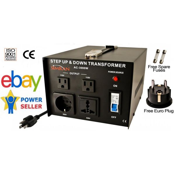 Simran AC-2000 W 110V 220V Power Converter Step Up Down Transformer 2000W