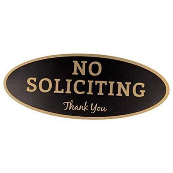 No Soliciting Sign – Digitally Printed Medium - 2.8" x 7" Black/Gold