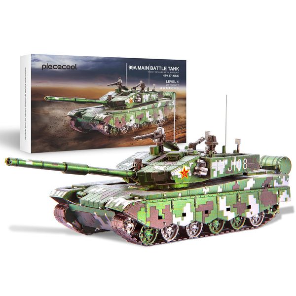 Piececool 3D Metal Puzzles, 99A Main Battle Tank Building Kit, 233Pcs Art Craft Kit for Teens, DIY Vehicle Model, Handcraft Toys for Adults