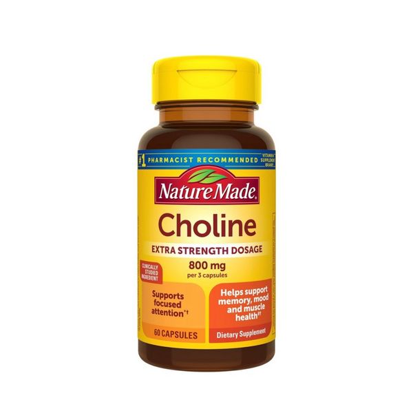 Nature Made Choline 800 mg, Extra Strength Dosage, 60 Vegetarian Capsules