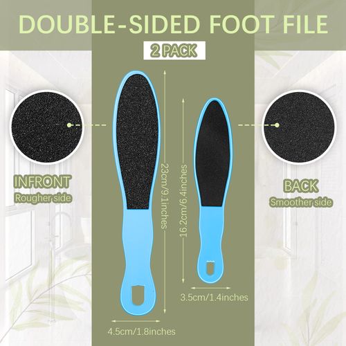 2 Pieces Pedicure Foot File Double Sided Foot Scraper Foot Exfoliator Dry Skin Remover Feet Scrubber Foot Rasp File Dead Skin Remover, 2 Sizes (Blue)