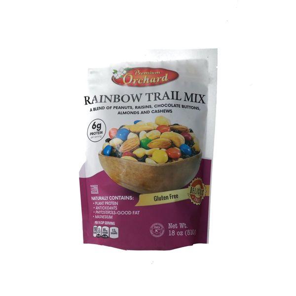 2 Premium Orchard Rainbow Trail Mix 18oz Bags 6G Protein NEW Gluten FREE