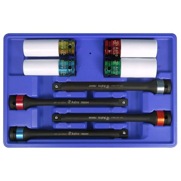 Astro Pneumatic AST-78818 Torque Limiting Extension & Protective Impact Socket Combo Set44; 8 Piece