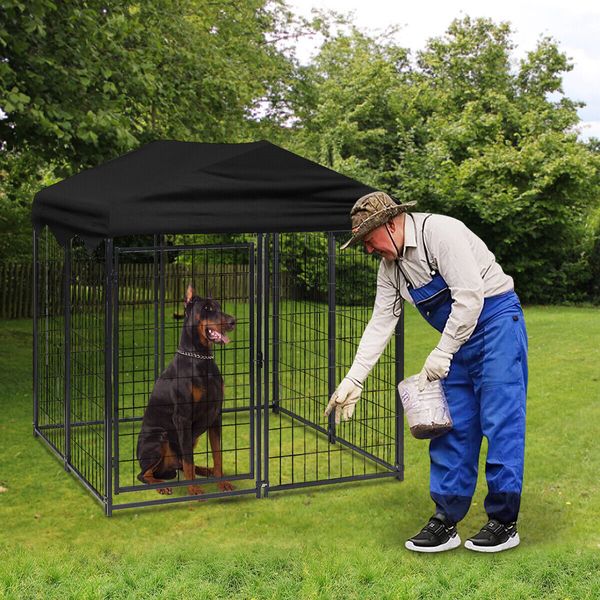 8 Panels Heavy Duty Outdoor Playpen Pet Dog Kennel w/ Roof Water-Resistant