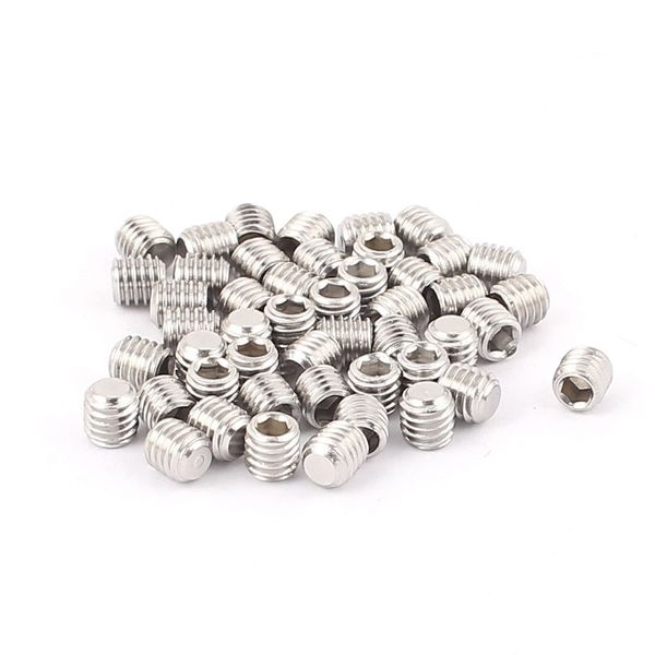 Sourcingmap Stainless Steel M5 x 5mm Hex Socket Grub Screws Nuts Fasteners 50pcs