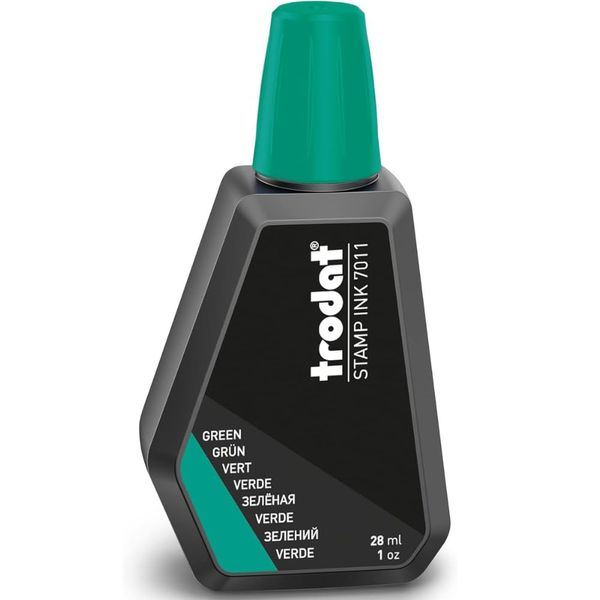 Trodat Green Ink Bottle - 28 ml - Replacement Ink For Hand Stamp Ink Pads