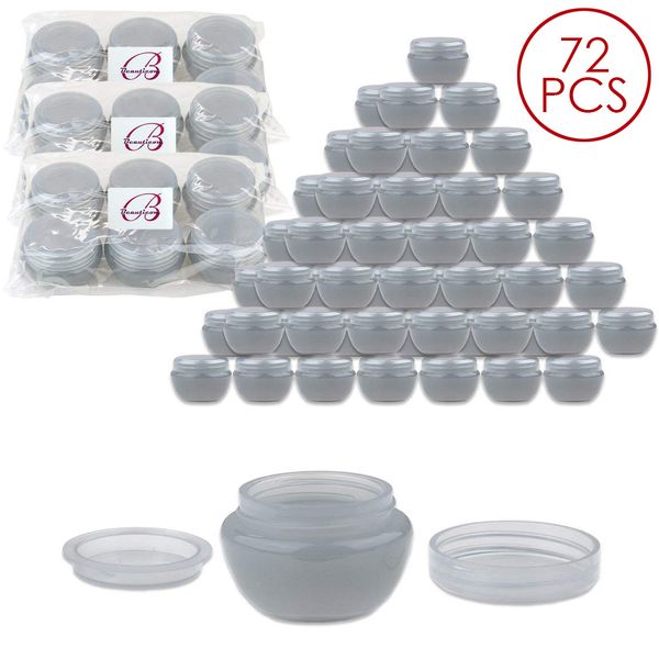 72 Pieces 10G/10ML Round Gray Cosmetic Sample Container Jars with Inner Liner