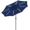 10 FT Navy Blue Solar Patio Umbrella 24LED Solar Umbrella w/ Tilt and Crank