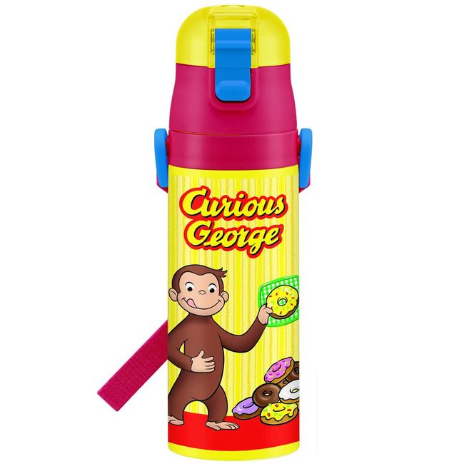 Skater SDC4-A Children's Stainless Steel Water Bottle, Direct Drinking, Curious George, 16.5 fl oz (470 ml), Boys