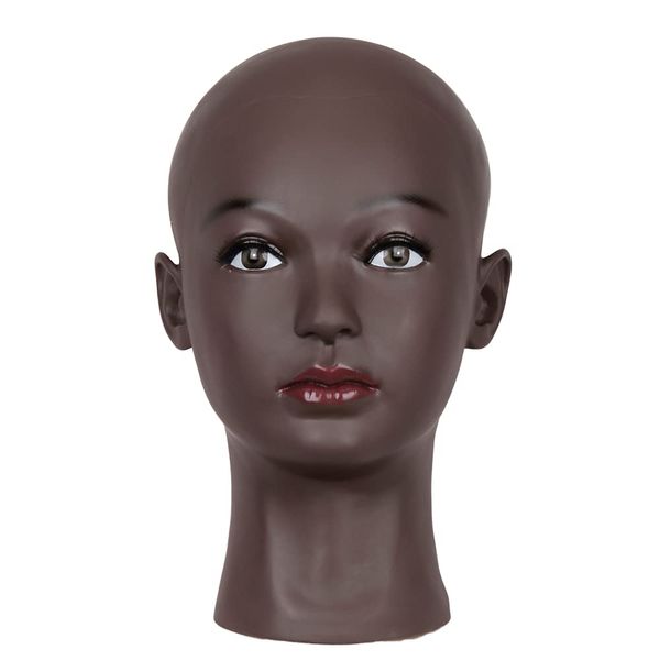 HAIR WAY HAIR WAY Bald Mannequin Head Female Professional Cosmetology Head Make up Doll Head for Wig Making, Displaying, Eyeglasses, Hair with T-pins (Black)