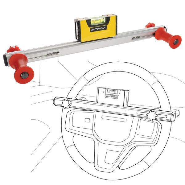 Steering Wheel Level Alignment Tool with Magnetic Torpedo Level - Adjustable Spring-Loaded Steering Wheel Alignment Tool - Universal Steering Wheel Compatibility for At Home Wheel Alignment Kit