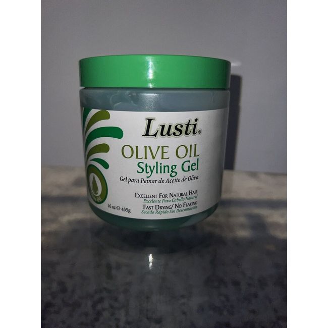 Lusti Olive Oil Styling Gel 16 fl oz Fast Drying Hold  No Flacking Control Frizz