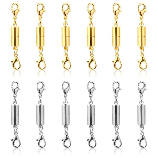 WLLHYF 12 Pack Necklace Clasps and Closures Strong Catch Lobster Clasps Gold Silver Color Clasp for DIY Jewelry Bracelet Necklace Connect and Extend