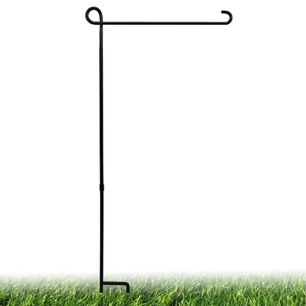 PHITRIC Garden Flag Holder Stand, Premium Powder-Coated Yard Flag Pole, Weather-Proof Black Metal Flagpole for Winter Garden Flag, Christmas Garden Flag, American Flag, Outdoor Garden Decor Decoration