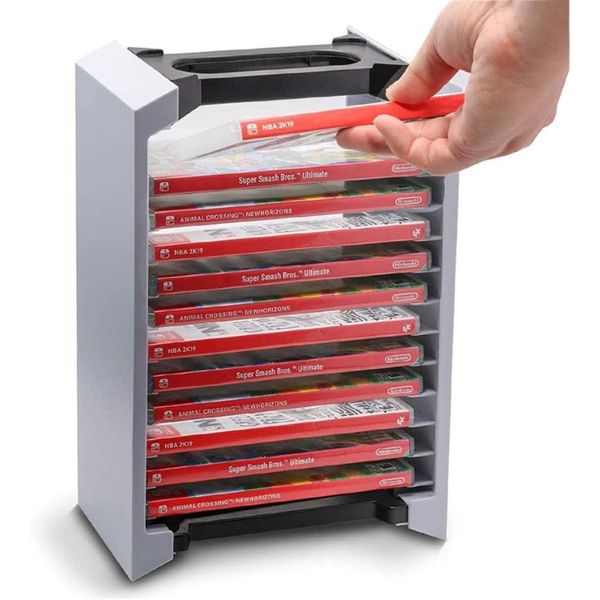 Farigrut Vertical Stand, 12 Soft Storage Spaces, Game Soft Rack, Includes Vertical Stand, For Game Cassettes, Disc Storage, Convenient Goods, Tower, Space Saving, Multifunction