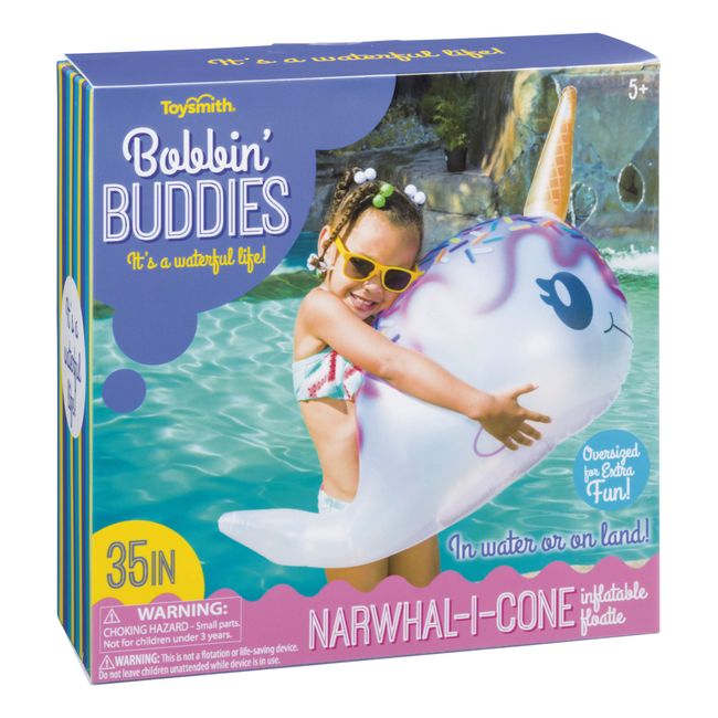 Toysmith Bobbin' Buddies Narwhal-I-Cone Inflatable Pool Toy