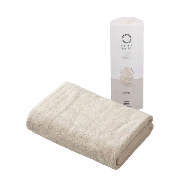 CBJAPAN Carari Earth Bath Towel, 4x Water Absorbency Microfiber, Beige, 1 Towel, Quick Dry (Absorbs Water in the Fiber Gaps), Marshmallow Texture, Fluffy, 23.6 x 47.2 inches (60 x 120 cm)