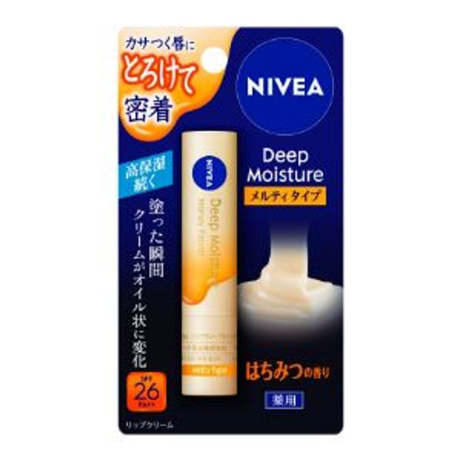 [Next day delivery available] [Kao] Nivea Deep Moisture Lip Melty Type Honey Scent (2.2g) (Quasi-drug) [Daily Necessities]