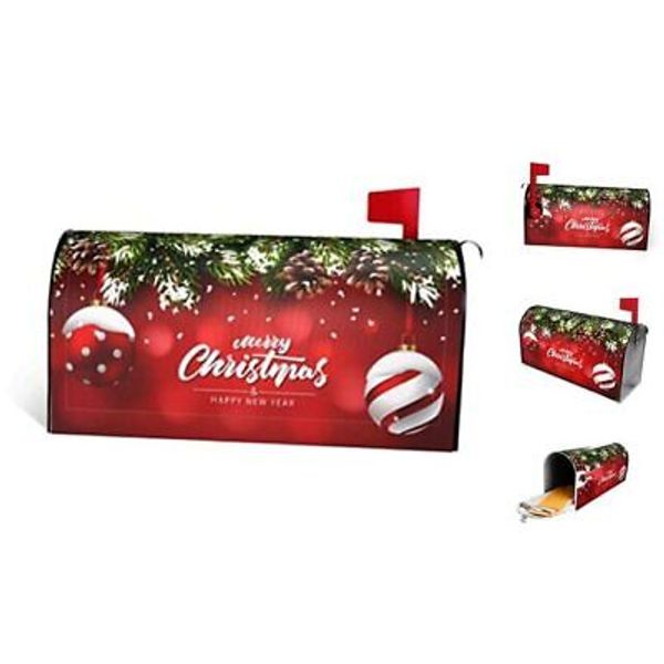 Christmas Mailbox Covers Ball Fir Branch Red Magnetic Letter Post 21x18 in A02