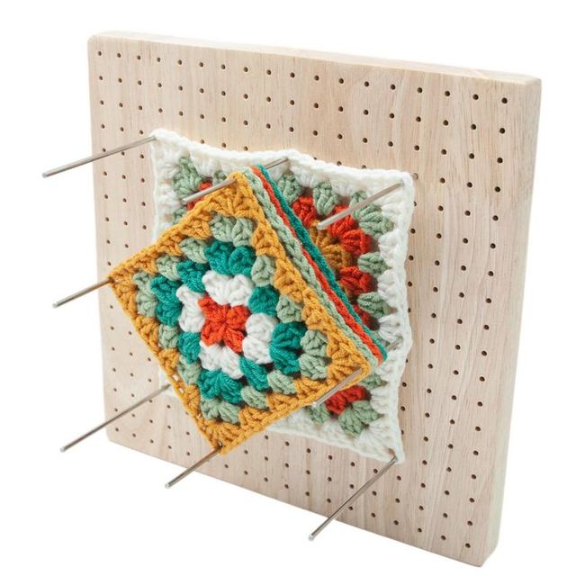 Wood Crochet Blocking Board Kit With Stainless Steel Rod Pins