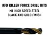 Drill America 3/16" HSS Contractor Grade Black & Gold Split Point Stub Drill Bit