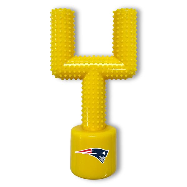 NFL New England Patriots Mega-Chew Hard Nylon Bacon-Flavored Dog Bone Football Goal Post Chew Toy. Interactive Tasty Fun Dog Chew Toy Indestructible Strong & Durable Pet Chew Toy. Extra Tough Dog Toys