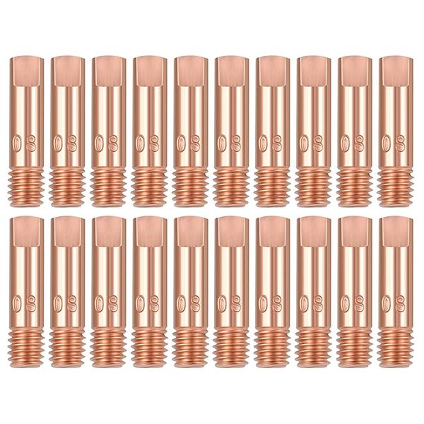 20pcs Welding Contact Tips, Copper Contact Tips 0.8 mm Gas/Without Gas Nozzles Contact Tip for 15AK MB15 MAG MIG Welder Welding Torch Consumables