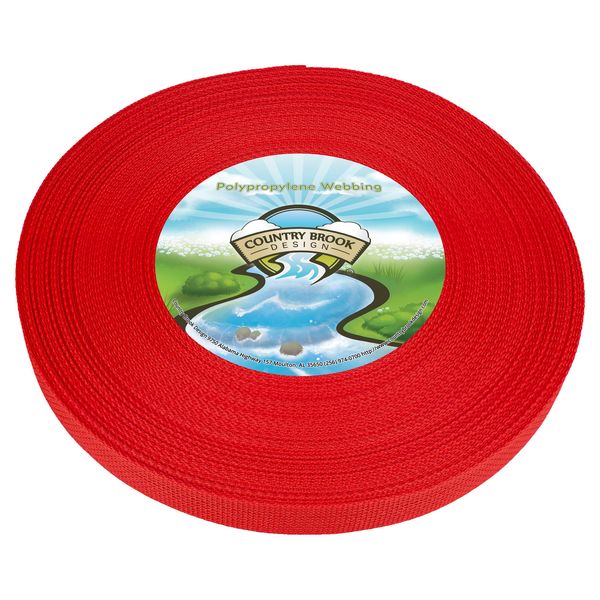 1" Red Webbing - 30+ Colors - EDC Polypropylene Webbing, 50 Yards