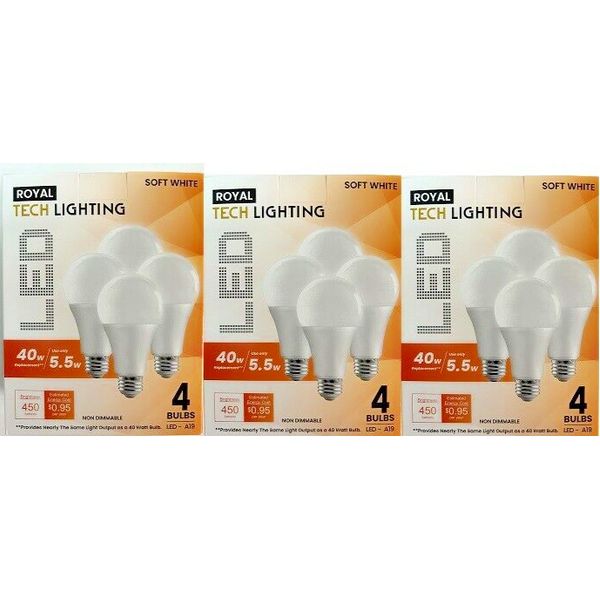 40w soft white 12 Pcs LED Light Bulbs 450 Lumen Replacement E26 screw A19 Shape