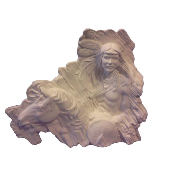 Native Brave w Horse 8" Ceramic Bisque, Ready to Paint