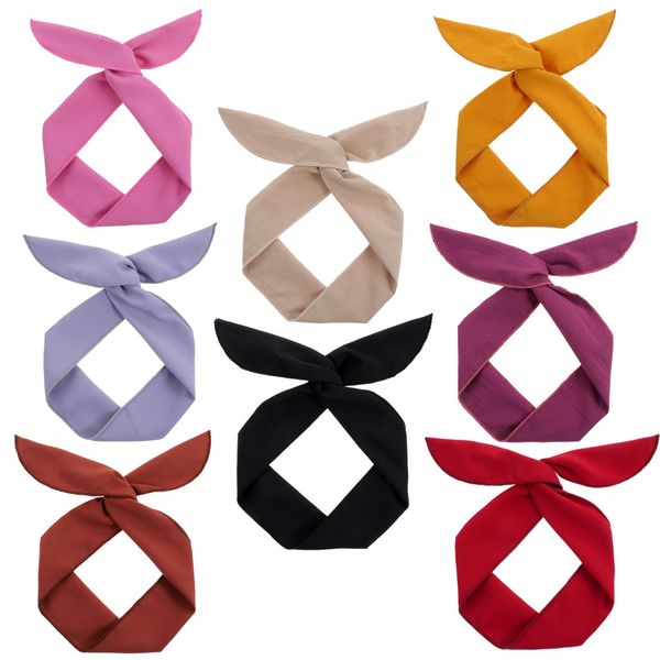 ONEYE Solid Wire Headbands for Women Twist Bow Hairbands Fashion Bunny Ears Headwraps Hair Accessories for Workout Yoga Running Soccer Sports Pack of 8