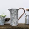 Stonebriar Decorative Antique Galvanized Metal Pitcher with Handle