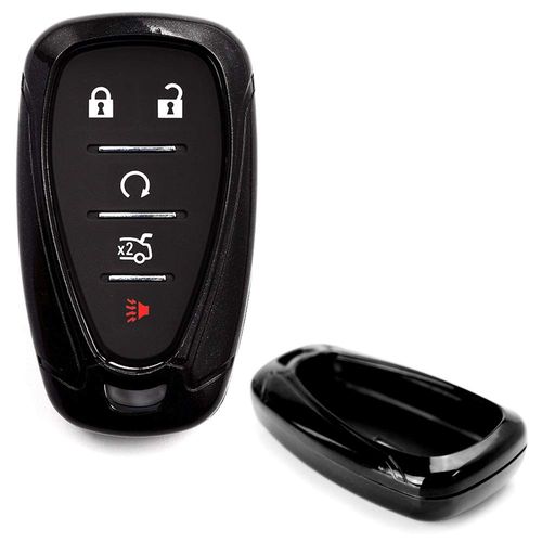 iJDMTOY Metallic Black Hard Plastic Shell Smart Key Fob Cover Compatible with 2016-up Camaro Cruze Spark Volt, 2017-up Malibu Bolt Sonic Trax, etc