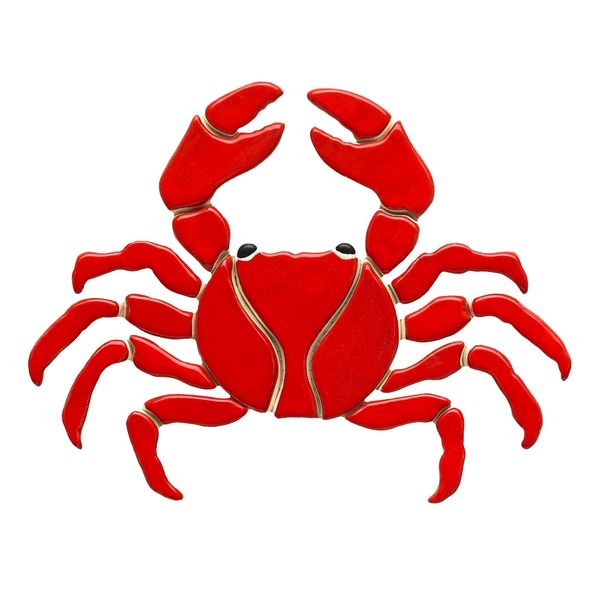 Crab Ceramic Swimming Pool Mosaic (11" x 9", Red)