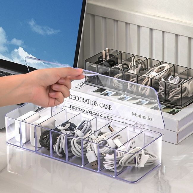 Transparent Charge Cable Organizer Box Data Cable Management Box USB Cord  Sorter