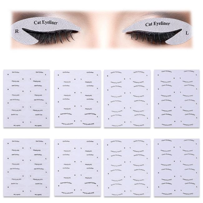 LICHUANUK Eyeliner Schablone Lidschatten Schablone, Eyeliner Schablonenkarten 8 Blätter Augen Make up Schablone