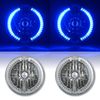 7" Halogen Blue Split LED Halo Ring Angel Eye Headlight Headlamp Light Bulb Pair