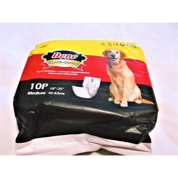 Dono Disposable Wraps 10 Count Sz 18”x25” Dog Diaper Incontinence Excitable Pet