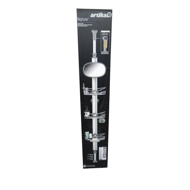 Artika Neptune Adjustable Tension Shower Caddy w/ Mirror & 3 Shelves Storage 1