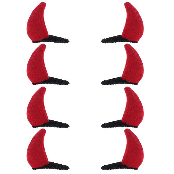 Halloween Devil Headband Devil Horns Hair Clips Hair Band Red Devils Ears Barrettes Women Devil Hairband Hair Hoop Party Decoration Cosplay Costume Headpiece Handmade Hair Accessories 4 Pairs Clips