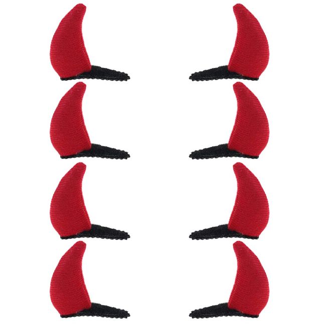 Halloween Devil Headband Devil Horns Hair Clips Hair Band Red Devils Ears Barrettes Women Devil Hairband Hair Hoop Party Decoration Cosplay Costume Headpiece Handmade Hair Accessories 4 Pairs Clips