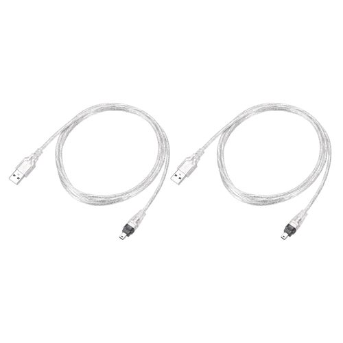 MECCANIXITY 2PCS 1.5M USB Male to IEEE 1394 4 Pin Male 800Mbps Adapter Cable Data Converter for DV, Digital Camera, Transparent