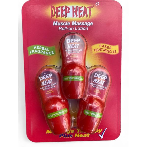 Deep Heat Muscle Massage Roll-on Lotion, Pack of 3