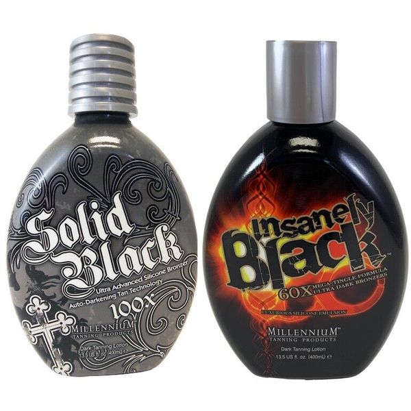 Millennium Tanning SOLID BLACK Bronzer + INSANELY BLACK Tingle Indoor Bed Lotion