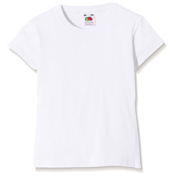 Fruit of the Loom Girl's Valueweight T Shirt, White, 7-8 Years UK