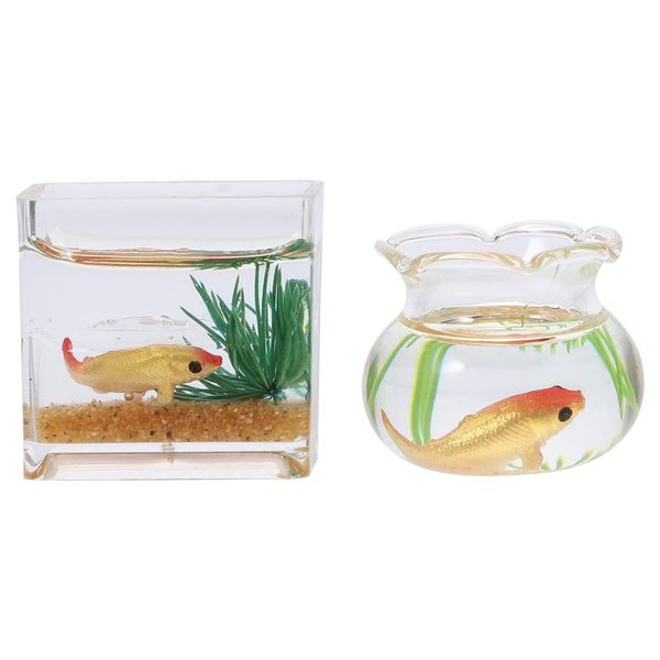 Toddmomy 1/12 Scale Accessories Dollhouse Fish Tank 1: 12 Scale 2Pcs Miniature Fish Bowl Miniature Dollhouse Accessories for Garden Scene Decor Desktop Ornaments